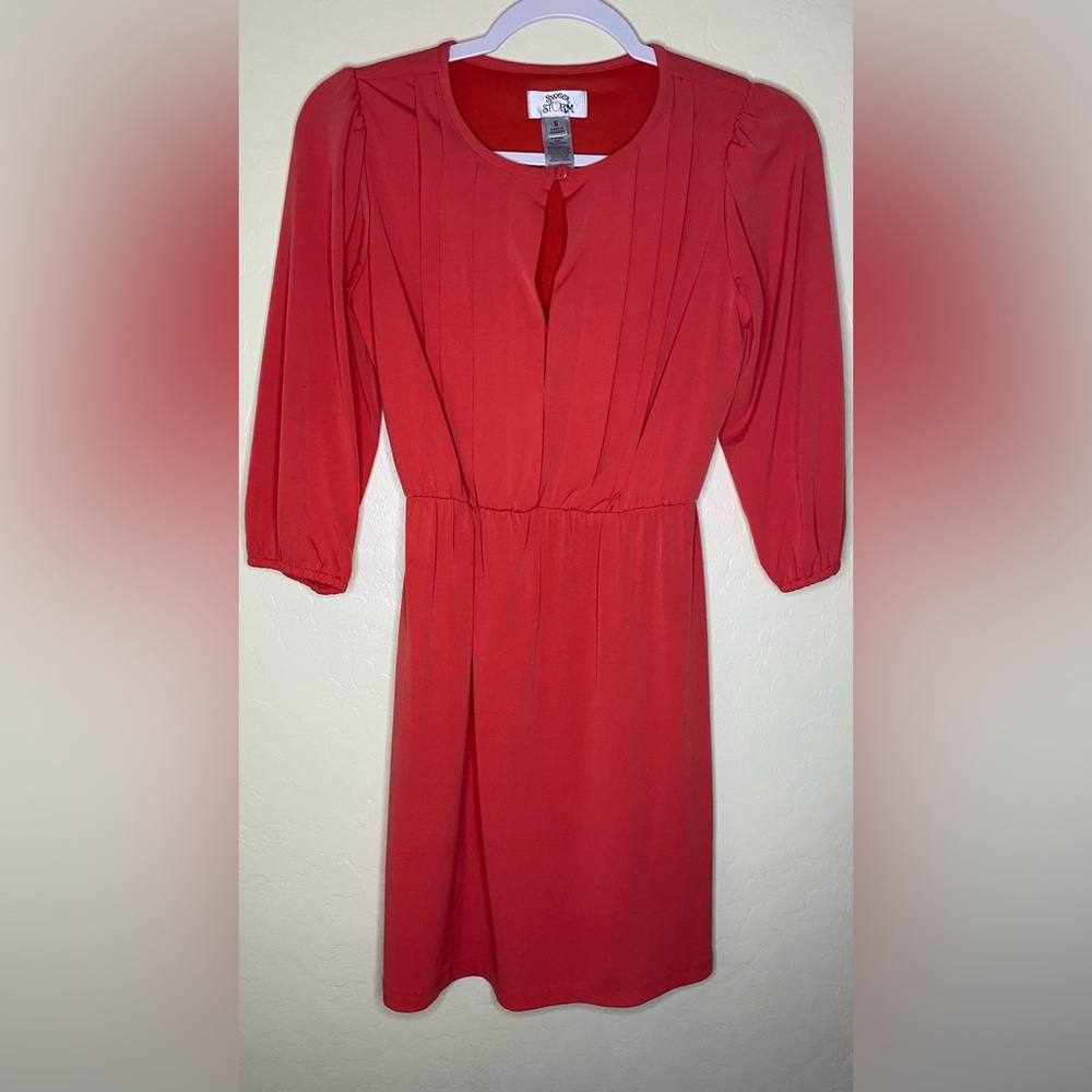 Orange 3/4 Sleeve Mini Dress